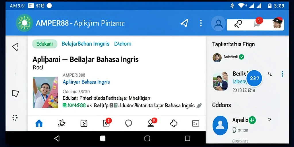 Tampilan antarmuka AMPER88 yang ramah pengguna untuk belajar Bahasa Inggris.