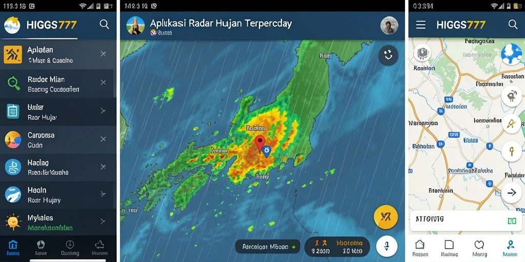 Tampilan antarmuka HIGGS777 yang menunjukkan peta radar hujan secara real-time.