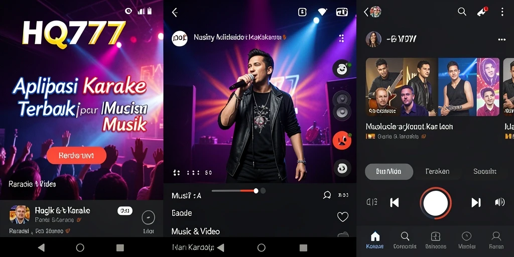 Tampilan antarmuka aplikasi Karaoke HQ777 yang menarik.