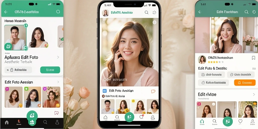 Tampilan antarmuka ORA78 dengan fitur Edit Foto Aesthetic yang menarik.