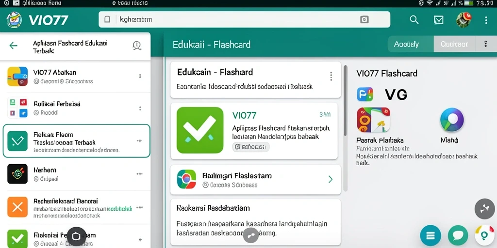 Tampilan antarmuka VIO77 yang sederhana dan menarik untuk belajar Flashcard.