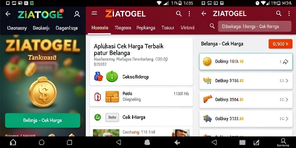 Tampilan antarmuka ZIATOGEL dengan fitur Cek Harga yang mudah digunakan.