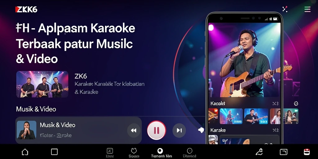 Antarmuka pengguna aplikasi ZK6 yang menarik dan intuitif untuk karaoke.